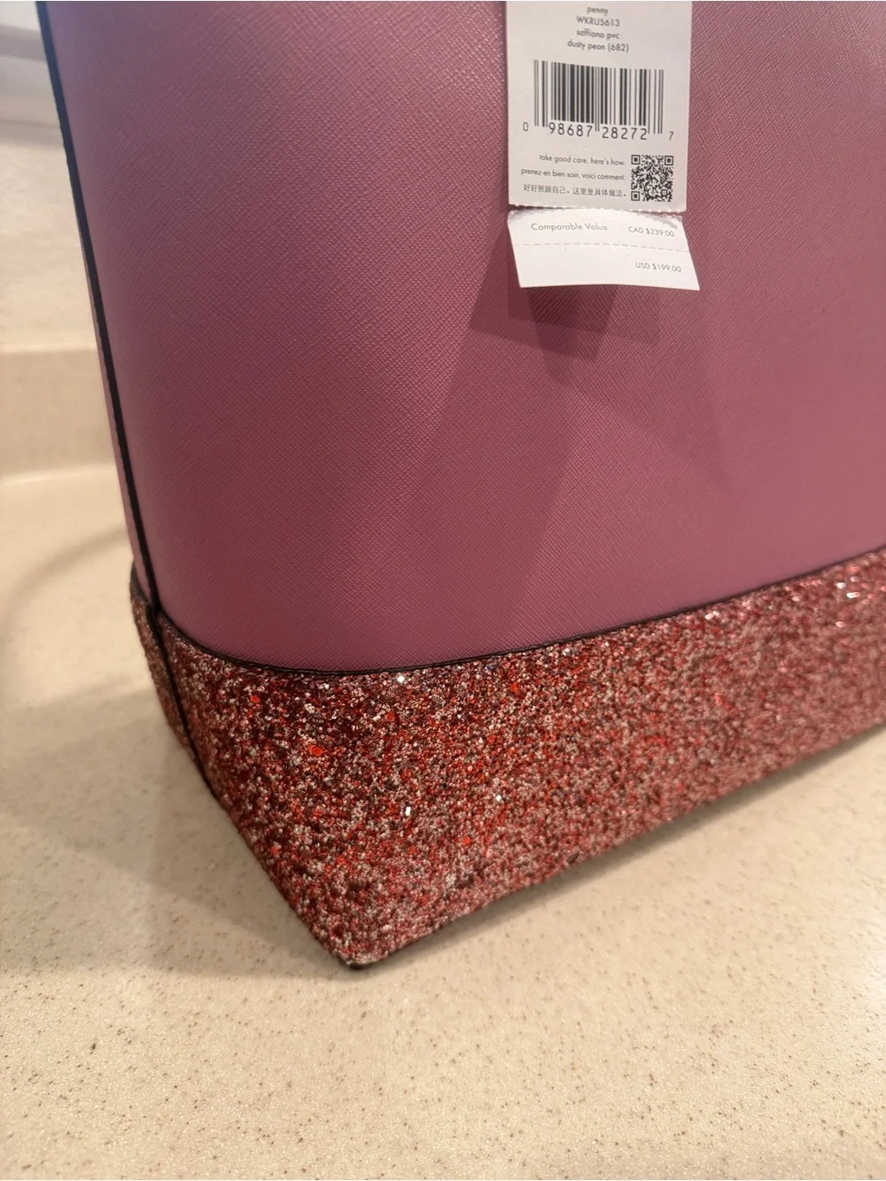 kate spade Rose Pink Tote with Glitter Base